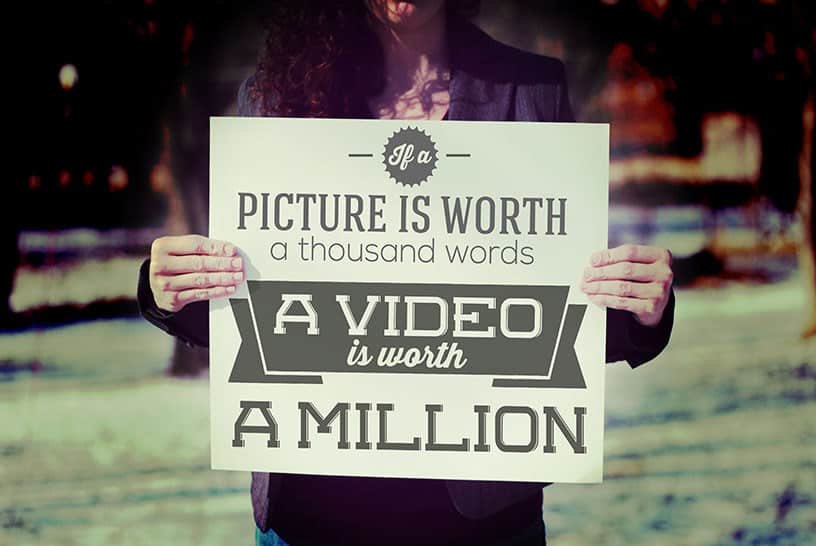 image of person holding sign that says a picture is worth a thousand words